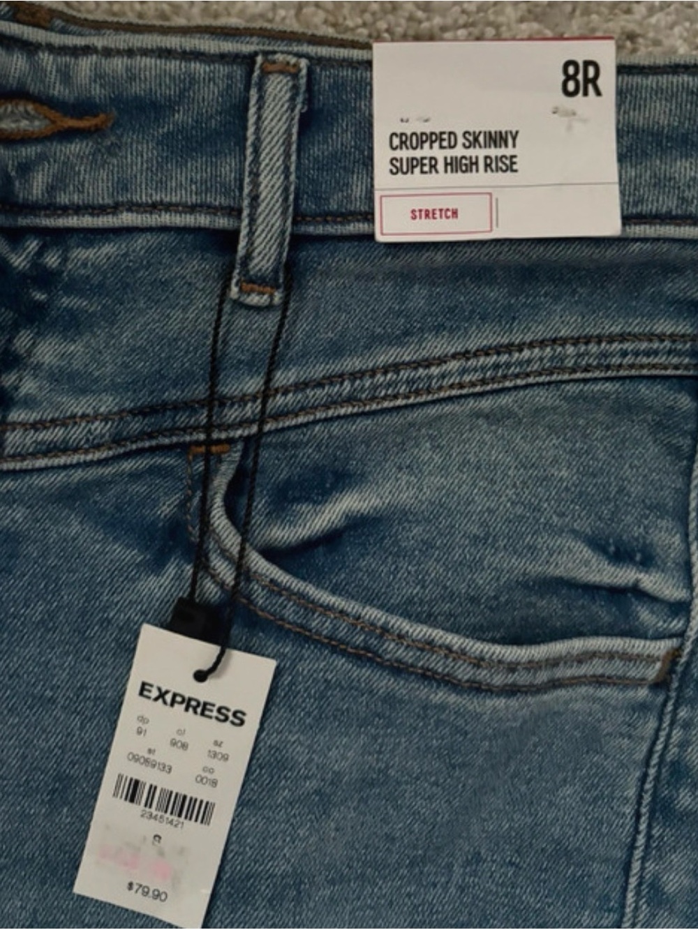 Express Women’s Cropped Skinny Super High Rise Jeans - Light Blue